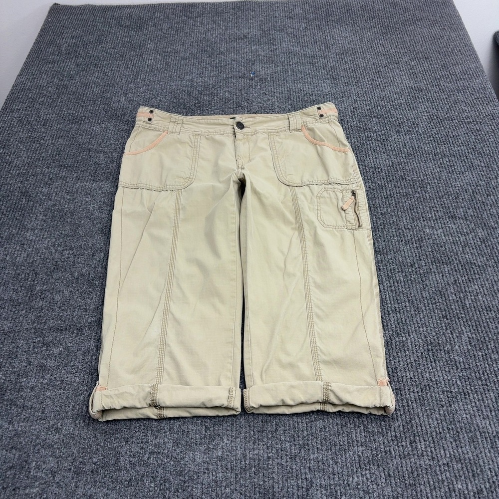 Eddie Bauer Capri Pants Womens 14 Tan Cotton Cargo Casual Blakely Fit Hiking
